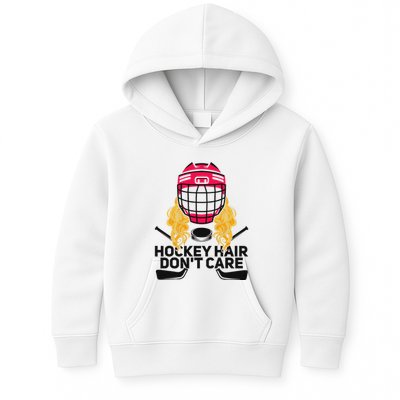 Funny Hockey Hair DonT Care Ice Hockey Girl Player Goalie Kids Hoodie