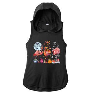 Flamingo Happy HalloThanksmas Funny Halloween Thanksgiving Christmas Ladies PosiCharge Tri-Blend Wicking Draft Hoodie Tank