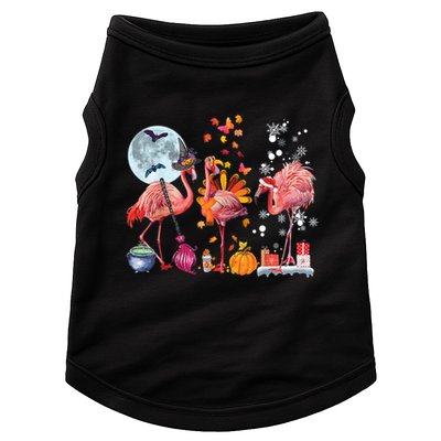 Flamingo Happy HalloThanksmas Funny Halloween Thanksgiving Christmas Doggie Tank