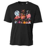 Flamingo Happy HalloThanksmas Funny Halloween Thanksgiving Christmas Cooling Performance Crew T-Shirt