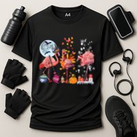 Flamingo Happy HalloThanksmas Funny Halloween Thanksgiving Christmas Cooling Performance Crew T-Shirt