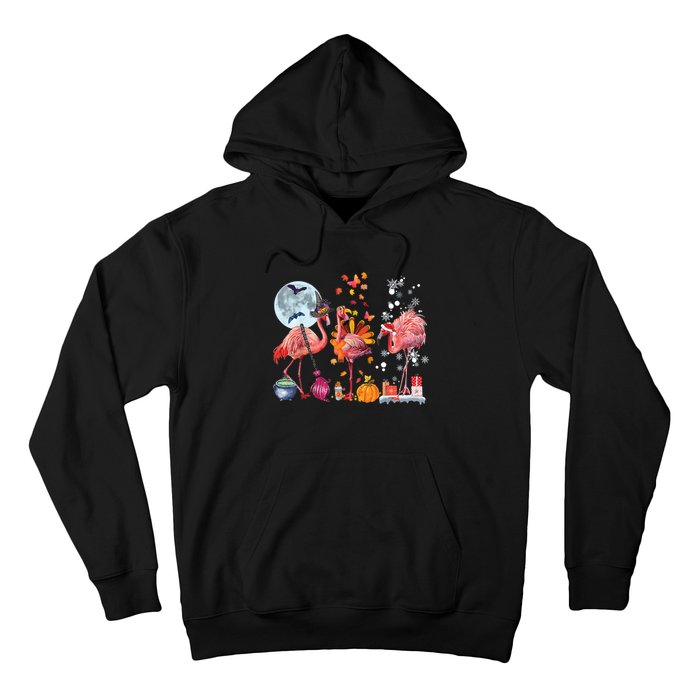 Flamingo Happy HalloThanksmas Funny Halloween Thanksgiving Christmas Hoodie