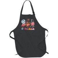 Flamingo Happy HalloThanksmas Funny Halloween Thanksgiving Christmas Full-Length Apron With Pockets