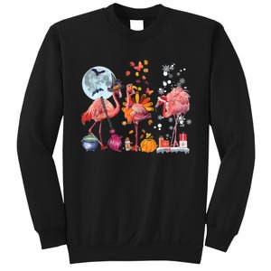 Flamingo Happy HalloThanksmas Funny Halloween Thanksgiving Christmas Sweatshirt