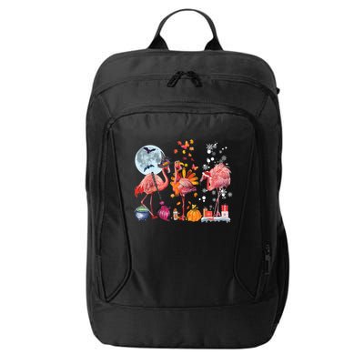 Flamingo Happy HalloThanksmas Funny Halloween Thanksgiving Christmas City Backpack