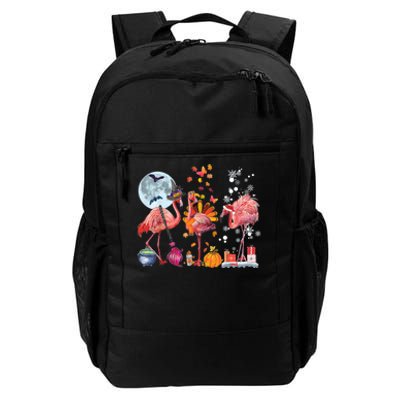 Flamingo Happy HalloThanksmas Funny Halloween Thanksgiving Christmas Daily Commute Backpack