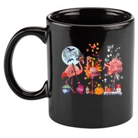 Flamingo Happy HalloThanksmas Funny Halloween Thanksgiving Christmas 11oz C Handle Ceramic Mug