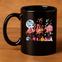 Flamingo Happy HalloThanksmas Funny Halloween Thanksgiving Christmas 11oz C Handle Ceramic Mug