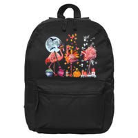 Flamingo Happy HalloThanksmas Funny Halloween Thanksgiving Christmas 16 in Basic Backpack