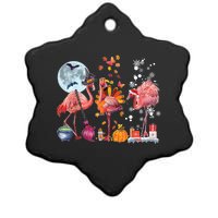 Flamingo Happy HalloThanksmas Funny Halloween Thanksgiving Christmas Ceramic Star Ornament