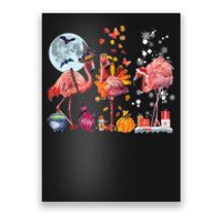 Flamingo Happy HalloThanksmas Funny Halloween Thanksgiving Christmas Poster