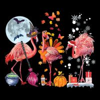 Flamingo Happy HalloThanksmas Funny Halloween Thanksgiving Christmas Baby Bodysuit