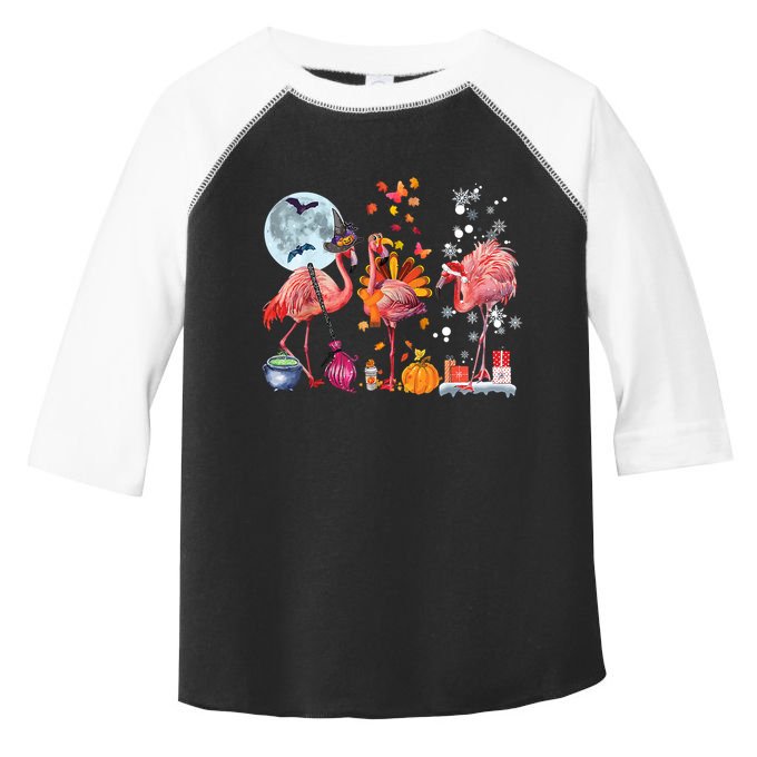 Flamingo Happy HalloThanksmas Funny Halloween Thanksgiving Christmas Toddler Fine Jersey T-Shirt