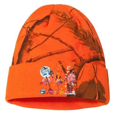 Flamingo Happy HalloThanksmas Funny Halloween Thanksgiving Christmas Kati Licensed 12" Camo Beanie