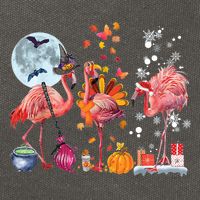 Flamingo Happy HalloThanksmas Funny Halloween Thanksgiving Christmas Cotton Canvas Backpack