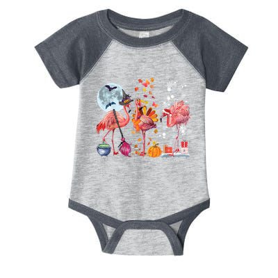 Flamingo Happy HalloThanksmas Funny Halloween Thanksgiving Christmas Infant Baby Jersey Bodysuit