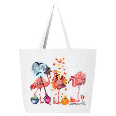 Flamingo Happy HalloThanksmas Funny Halloween Thanksgiving Christmas 25L Jumbo Tote