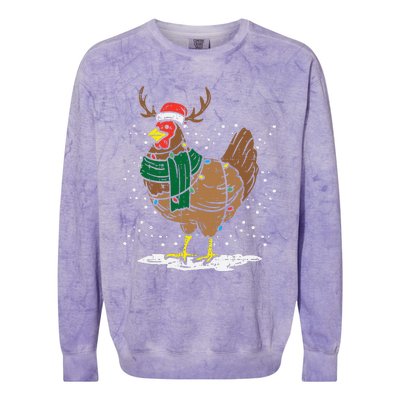 Festive Holiday Hen with Santa Hat for Farm Lovers Colorblast Crewneck Sweatshirt