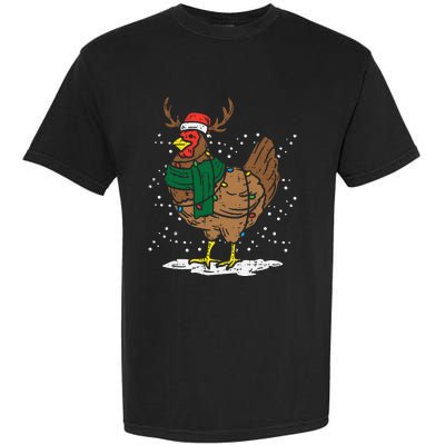 Festive Holiday Hen with Santa Hat for Farm Lovers Garment-Dyed Heavyweight T-Shirt