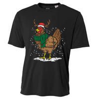 Festive Holiday Hen with Santa Hat for Farm Lovers Cooling Performance Crew T-Shirt