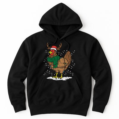 Festive Holiday Hen with Santa Hat for Farm Lovers Hoodie