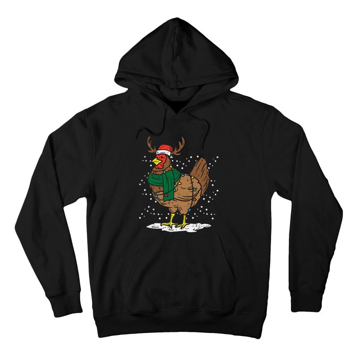 Festive Holiday Hen with Santa Hat for Farm Lovers Hoodie