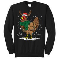 Festive Holiday Hen with Santa Hat for Farm Lovers Sweatshirt