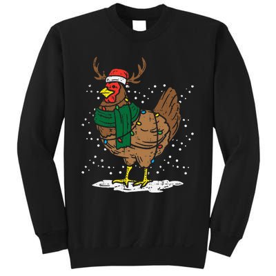 Festive Holiday Hen with Santa Hat for Farm Lovers Sweatshirt