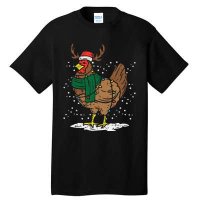 Festive Holiday Hen with Santa Hat for Farm Lovers Tall T-Shirt