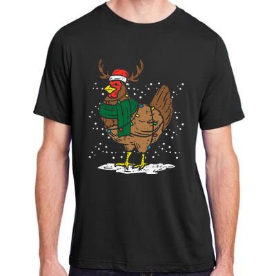 Festive Holiday Hen with Santa Hat for Farm Lovers Adult ChromaSoft Performance T-Shirt