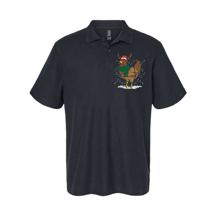 Festive Holiday Hen with Santa Hat for Farm Lovers Softstyle Adult Sport Polo