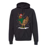 Festive Holiday Hen with Santa Hat for Farm Lovers Premium Hoodie