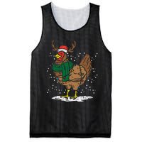 Festive Holiday Hen with Santa Hat for Farm Lovers Mesh Reversible Basketball Jersey Tank