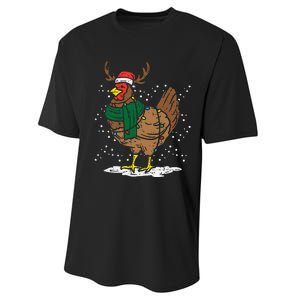 Festive Holiday Hen with Santa Hat for Farm Lovers Performance Sprint T-Shirt