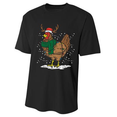 Festive Holiday Hen with Santa Hat for Farm Lovers Performance Sprint T-Shirt