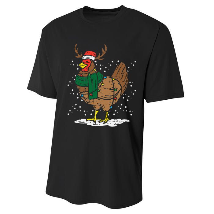 Festive Holiday Hen with Santa Hat for Farm Lovers Performance Sprint T-Shirt