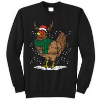 Festive Holiday Hen with Santa Hat for Farm Lovers Tall Sweatshirt