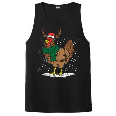 Festive Holiday Hen with Santa Hat for Farm Lovers PosiCharge Competitor Tank