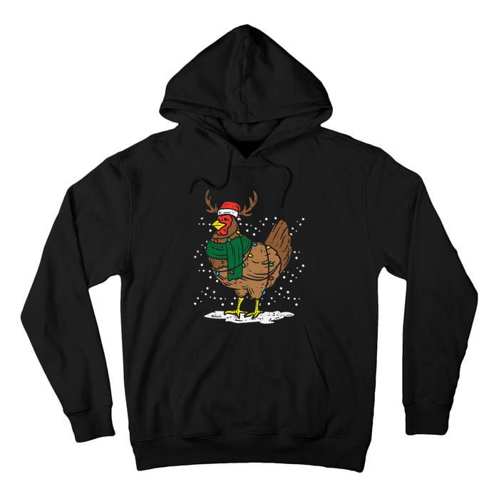 Festive Holiday Hen with Santa Hat for Farm Lovers Tall Hoodie