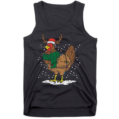 Festive Holiday Hen with Santa Hat for Farm Lovers Tank Top