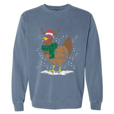 Festive Holiday Hen with Santa Hat for Farm Lovers Garment-Dyed Sweatshirt