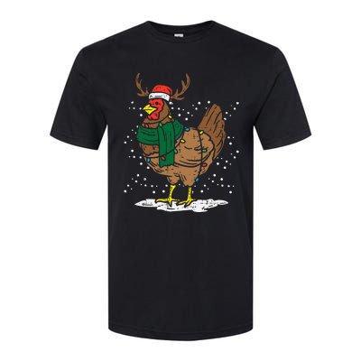 Festive Holiday Hen with Santa Hat for Farm Lovers Softstyle CVC T-Shirt