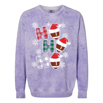 Funny Ho Ho Ho Footballer American Football Christmas Great Gift Colorblast Crewneck Sweatshirt