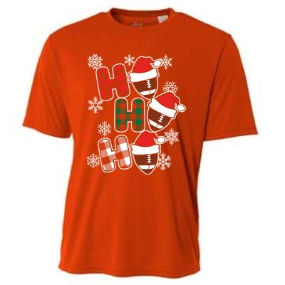 Funny Ho Ho Ho Footballer American Football Christmas Great Gift Cooling Performance Crew T-Shirt