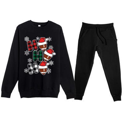 Funny Ho Ho Ho Footballer American Football Christmas Great Gift Premium Crewneck Sweatsuit Set