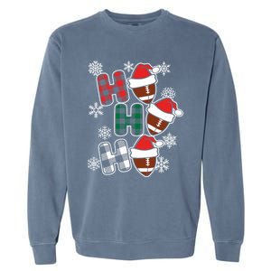 Funny Ho Ho Ho Footballer American Football Christmas Great Gift Garment-Dyed Sweatshirt