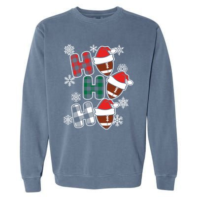 Funny Ho Ho Ho Footballer American Football Christmas Great Gift Garment-Dyed Sweatshirt