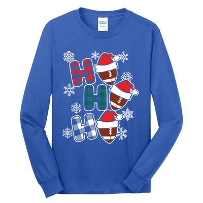 Funny Ho Ho Ho Footballer American Football Christmas Great Gift Tall Long Sleeve T-Shirt