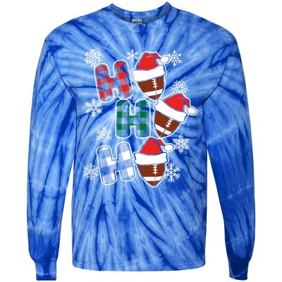 Funny Ho Ho Ho Footballer American Football Christmas Great Gift Tie-Dye Long Sleeve Shirt