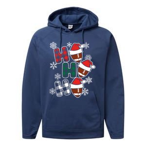 Funny Ho Ho Ho Footballer American Football Christmas Great Gift Performance Fleece Hoodie